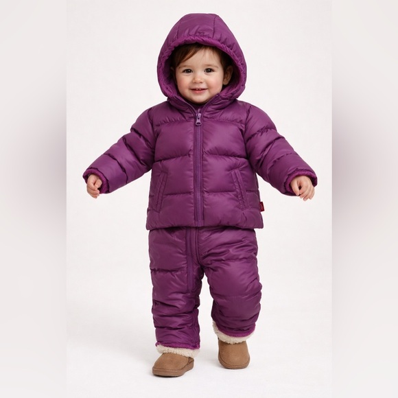 Onekid CAR SEAT SAFETY INFANT ROAD COAT® SNOW SUIT - PLUM 6-12 Months Down Fill - Picture 2 of 6